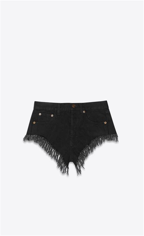 ysl black denim shorts